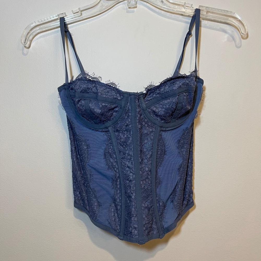 Urban Outfitters Navy Lace Bustier Corset Top
